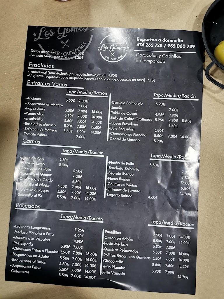 Bar Los Gomez — Carta