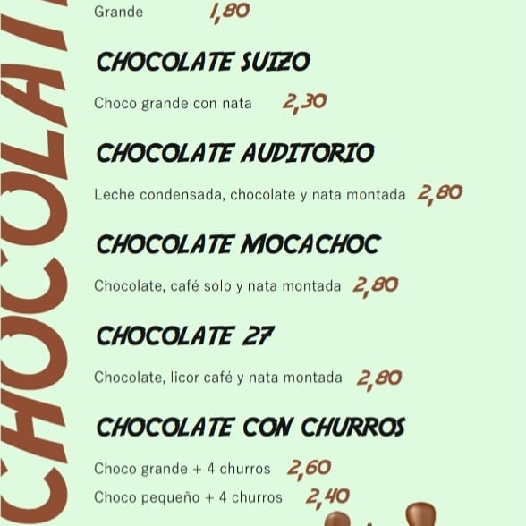 Bar Auditorio 27 — Carta