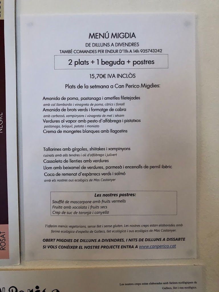 Can Perico - Restaurant i Per Endur! — Carta