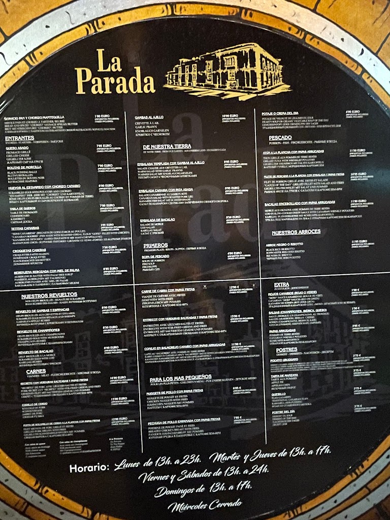 Tasca La Parada — Carta