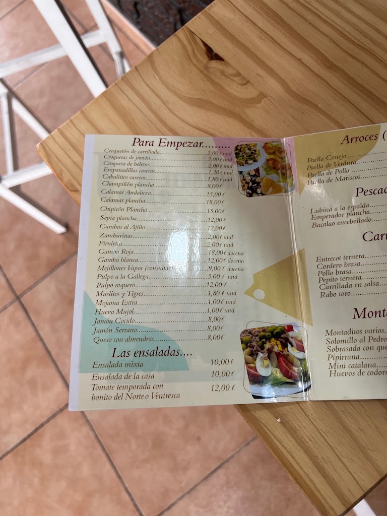 Bar-Restaurante J.J. — Carta