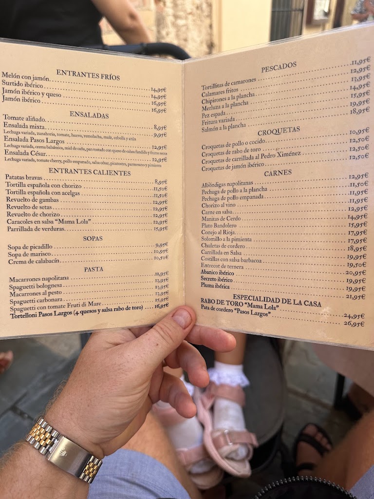 Taberna pasos largos — Carta