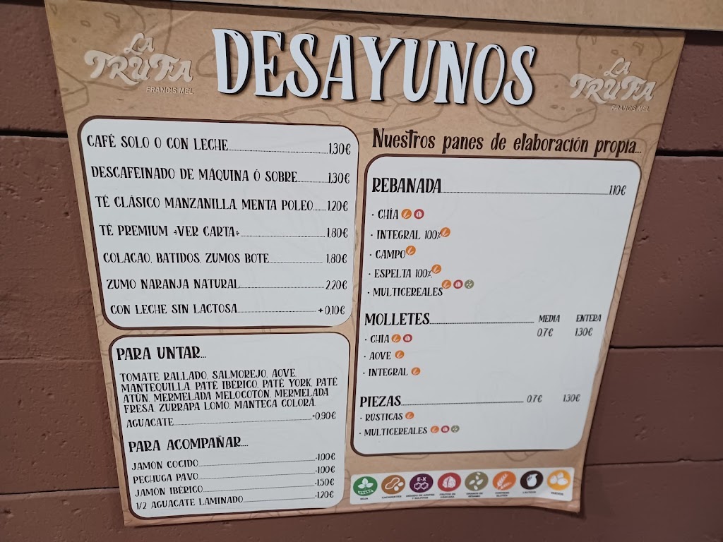 Pasteleria La Trufa — Carta