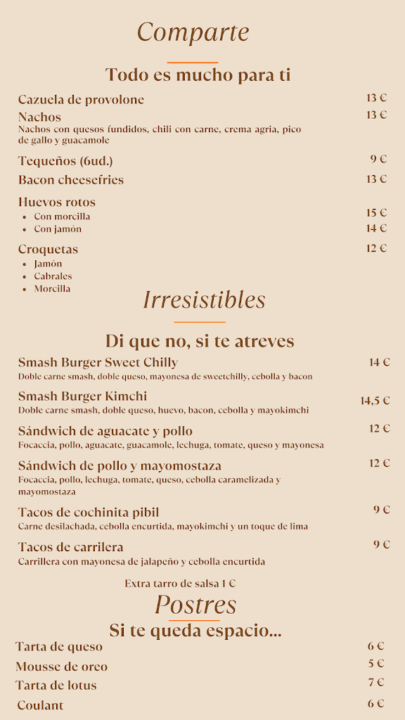 Restaurante La Previa Collado Villalba — Carta