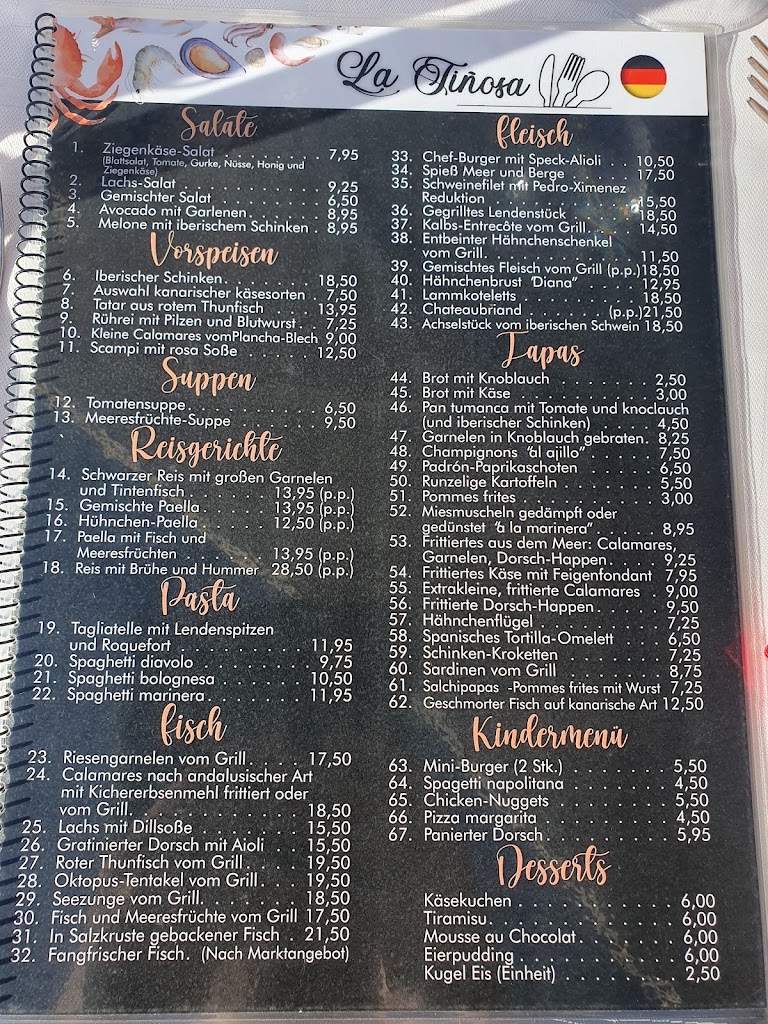 Restaurante La Tinosa — Carta