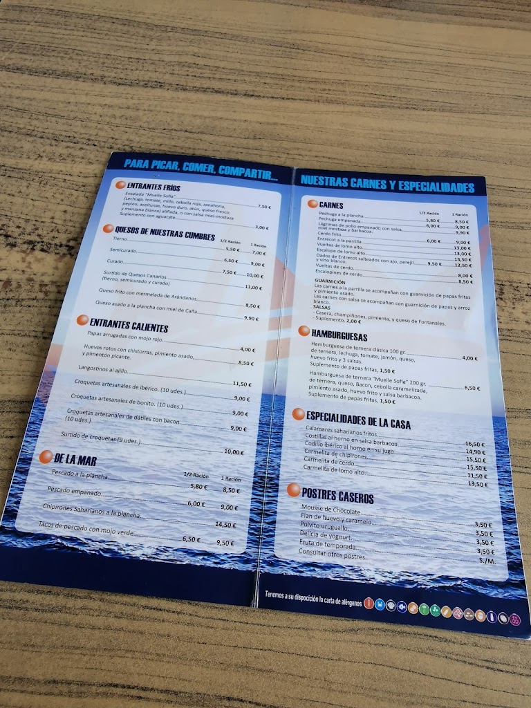 Cafeteria Muelle Sofia — Carta