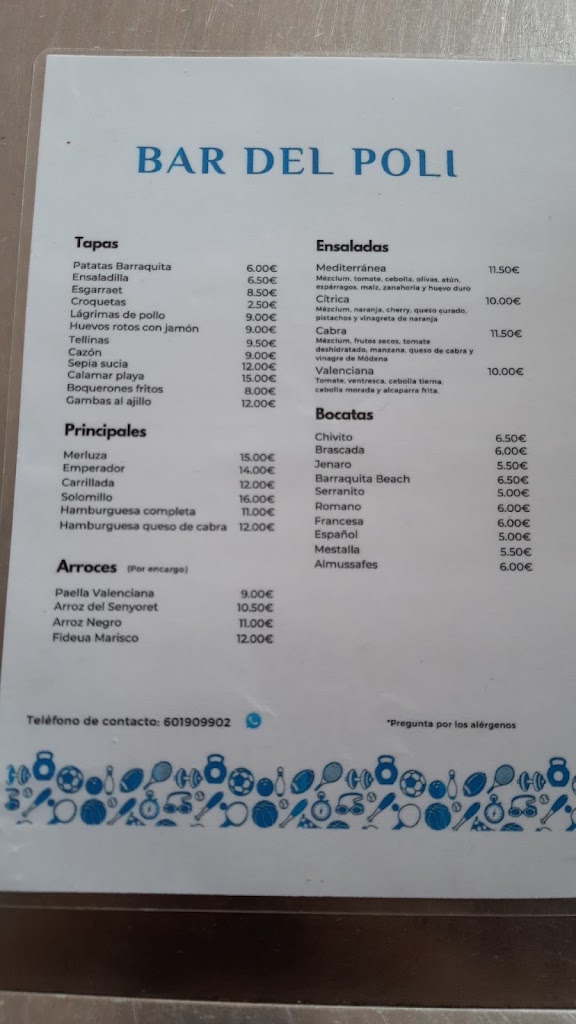 El Bar del Poli — Carta