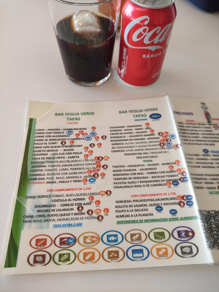 Bar Yegua Verde — Carta