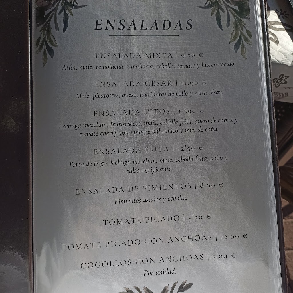 Restaurante bar los tito's — Carta
