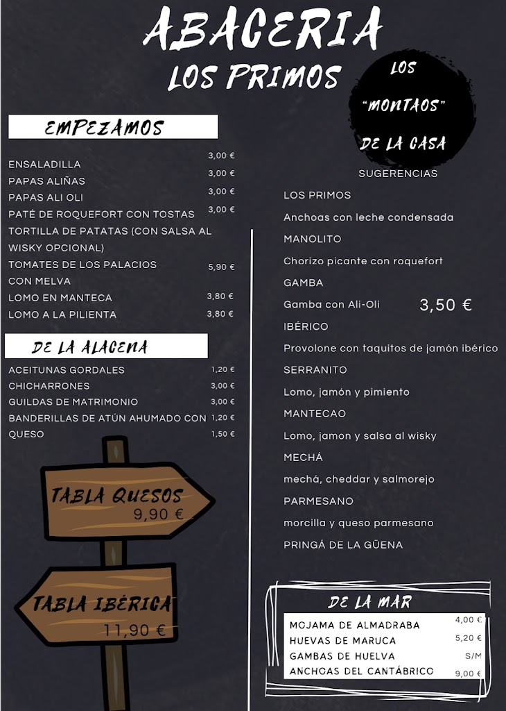 Abaceria los primos — Carta