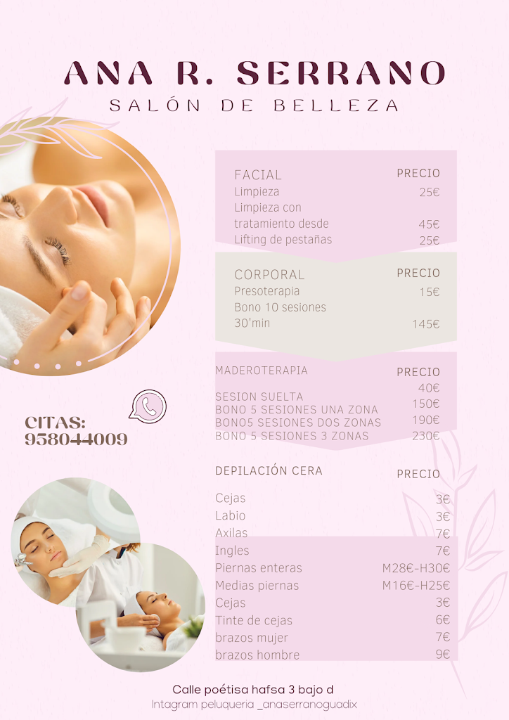 PELUQUERIA Y ESTETICA ANA R.SERRANO — Carta