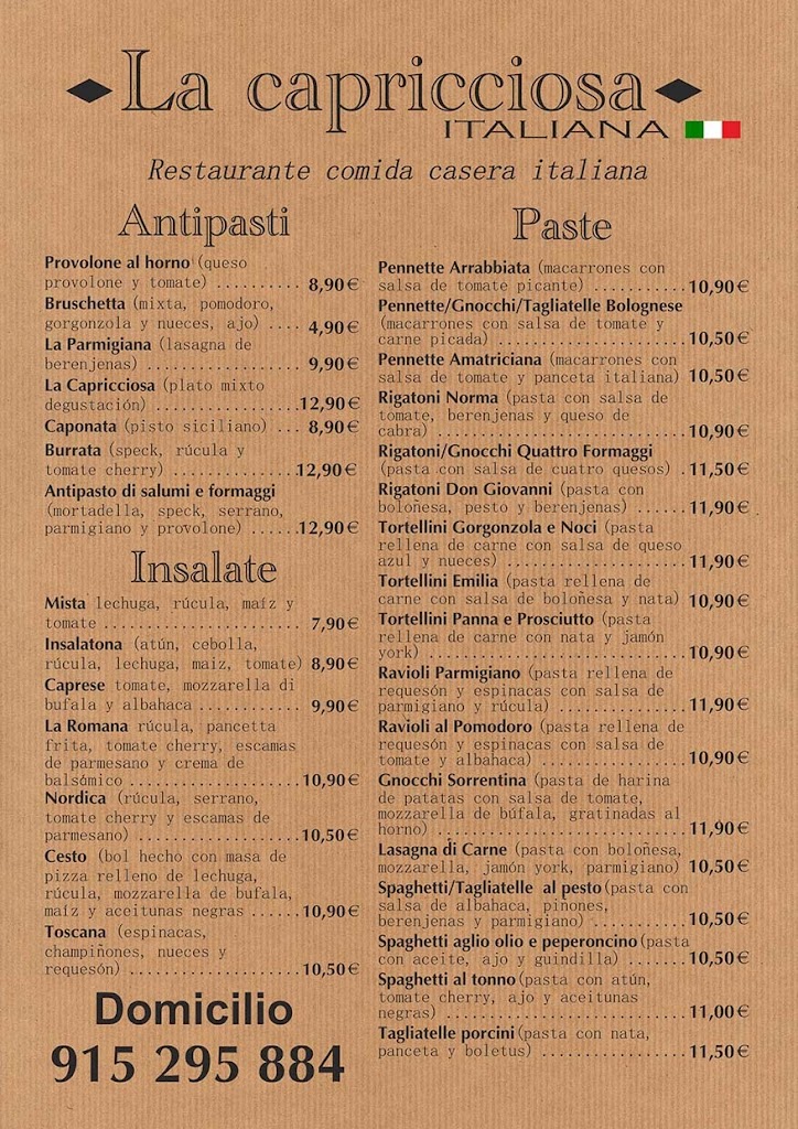 La Capricciosa Italiana — Carta