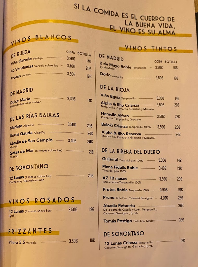 Pan De Cristal — Carta