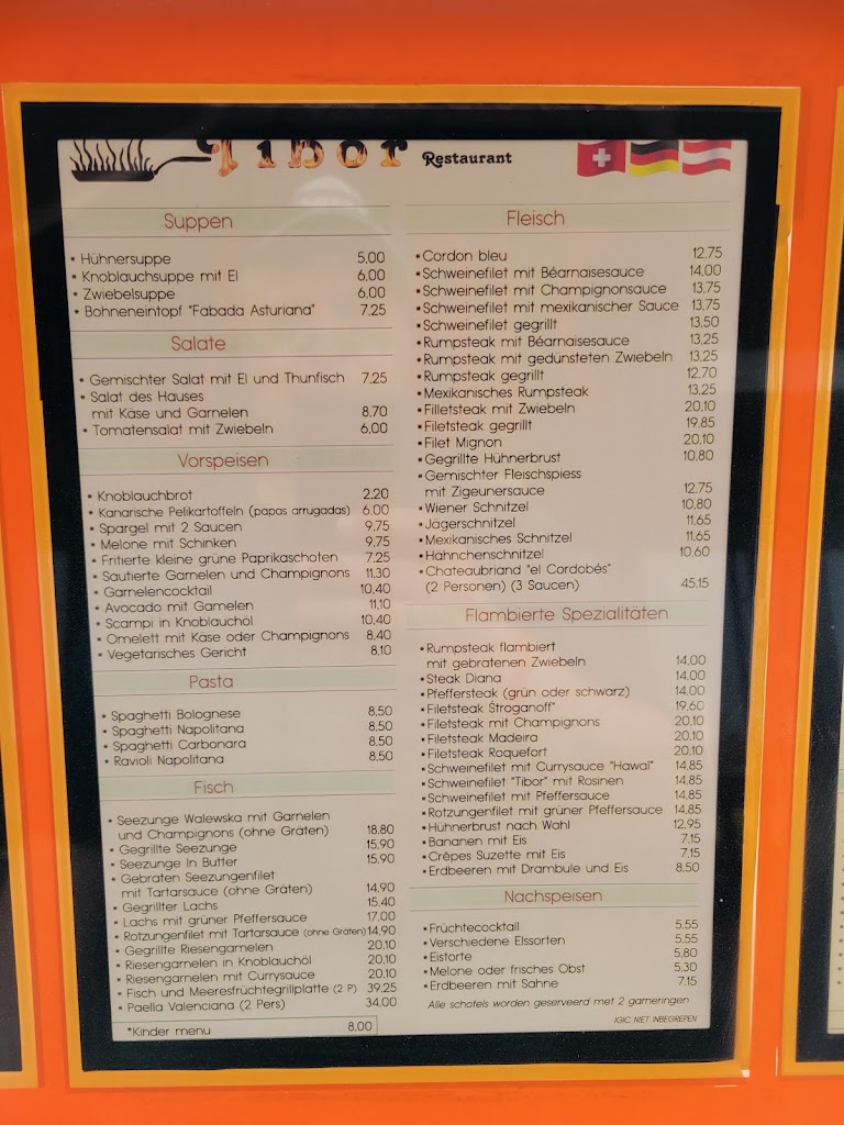 Restaurant Tibor — Carta
