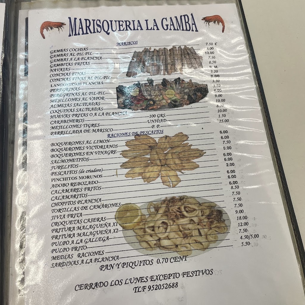 Restaurante Marisqueria "La Gamba" — Carta