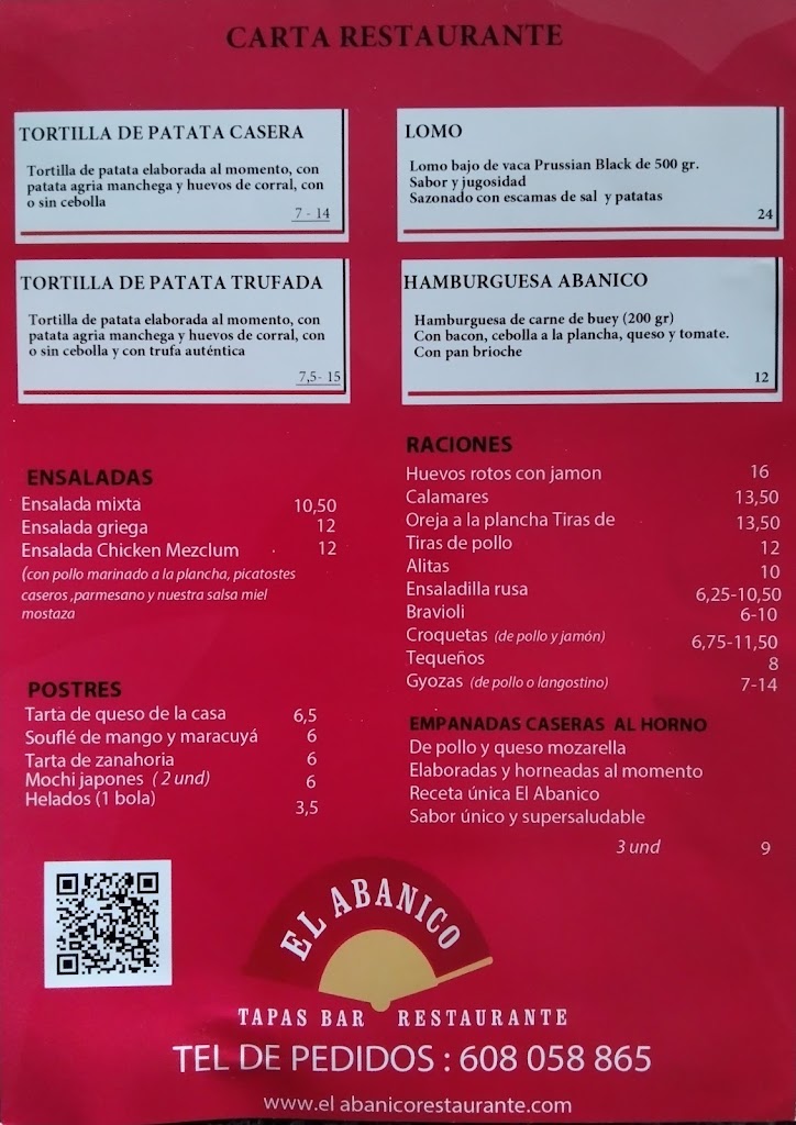 Restaurante El Abanico — Carta