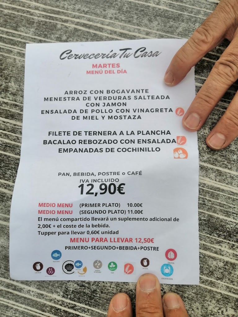 Cerveceria Tu Casa — Carta
