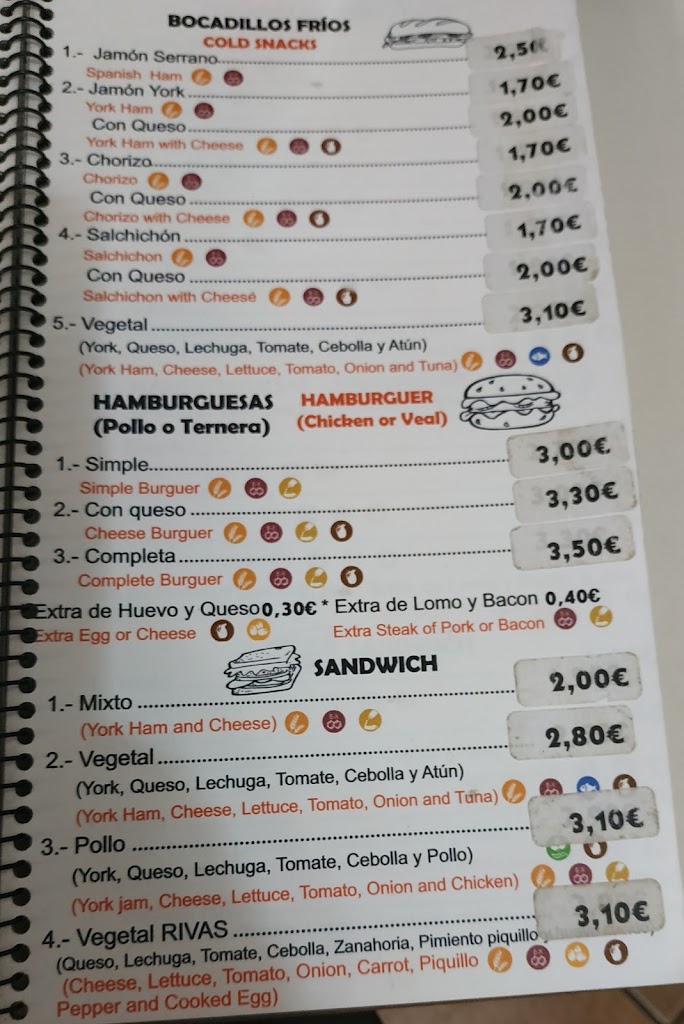 Restaurante Bar Rivas Redondela — Carta