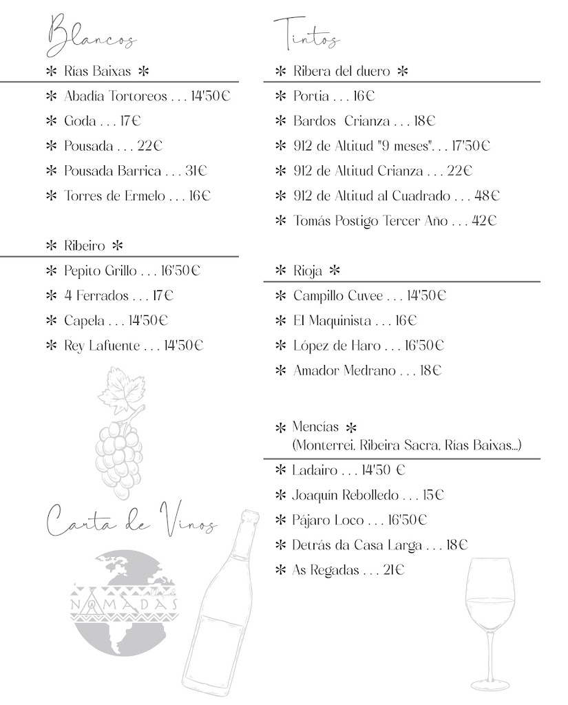 Restaurante Nomadas World Food — Carta