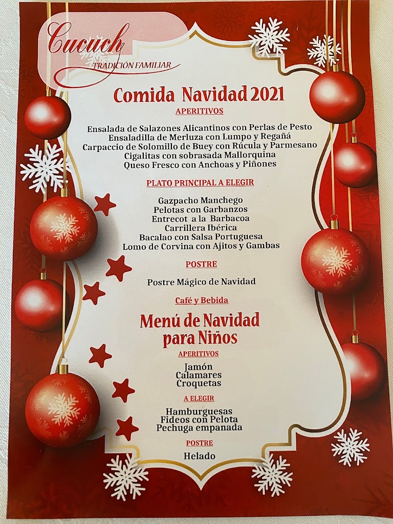 Restaurante Jardines Nou Cucuch — Carta