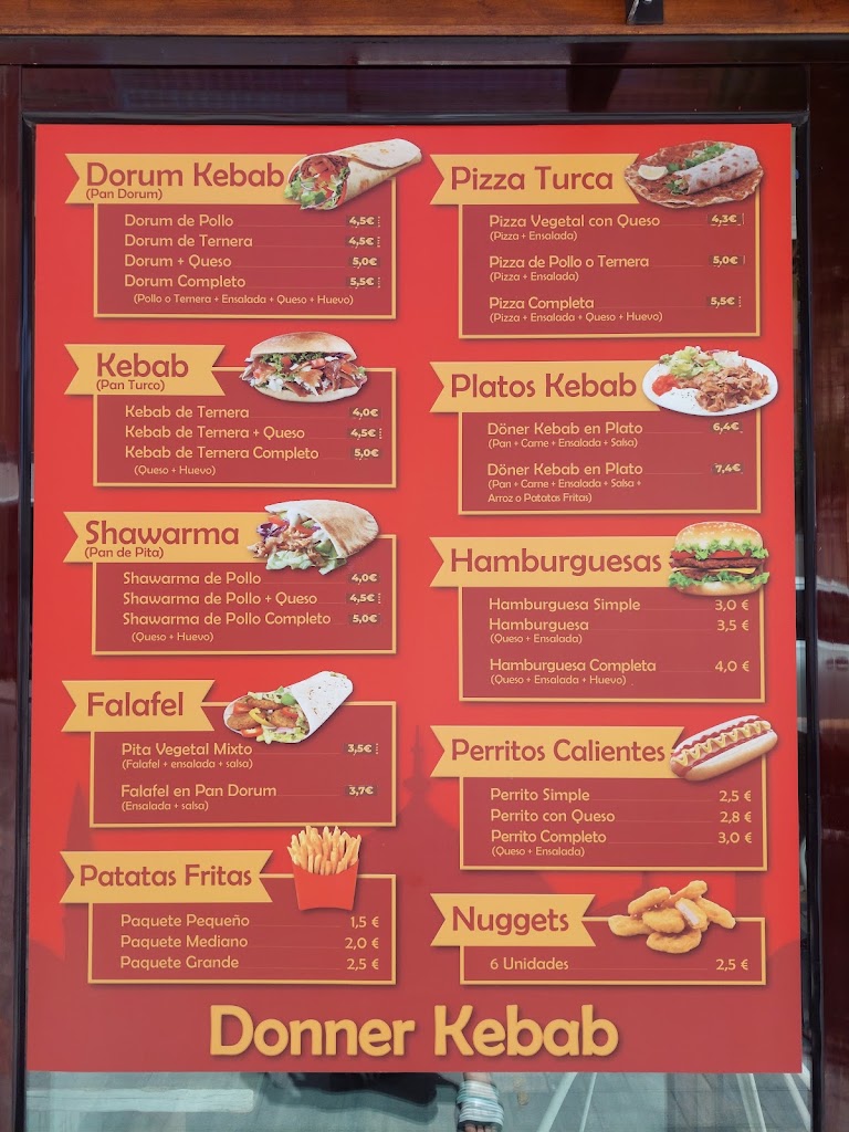 Doner Kebab La Esquina en Chipiona — Carta