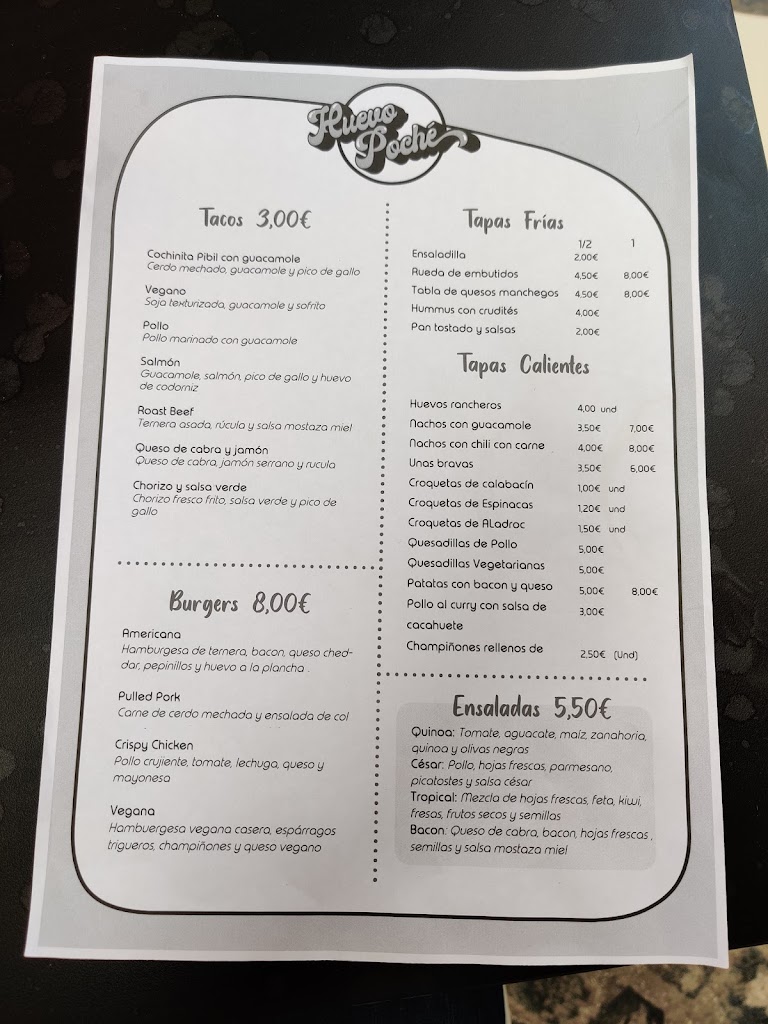 Huevo Poche — Carta