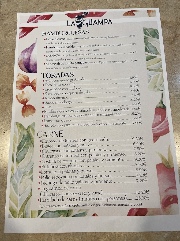 Bar Restaurante "La Guampa" — Carta