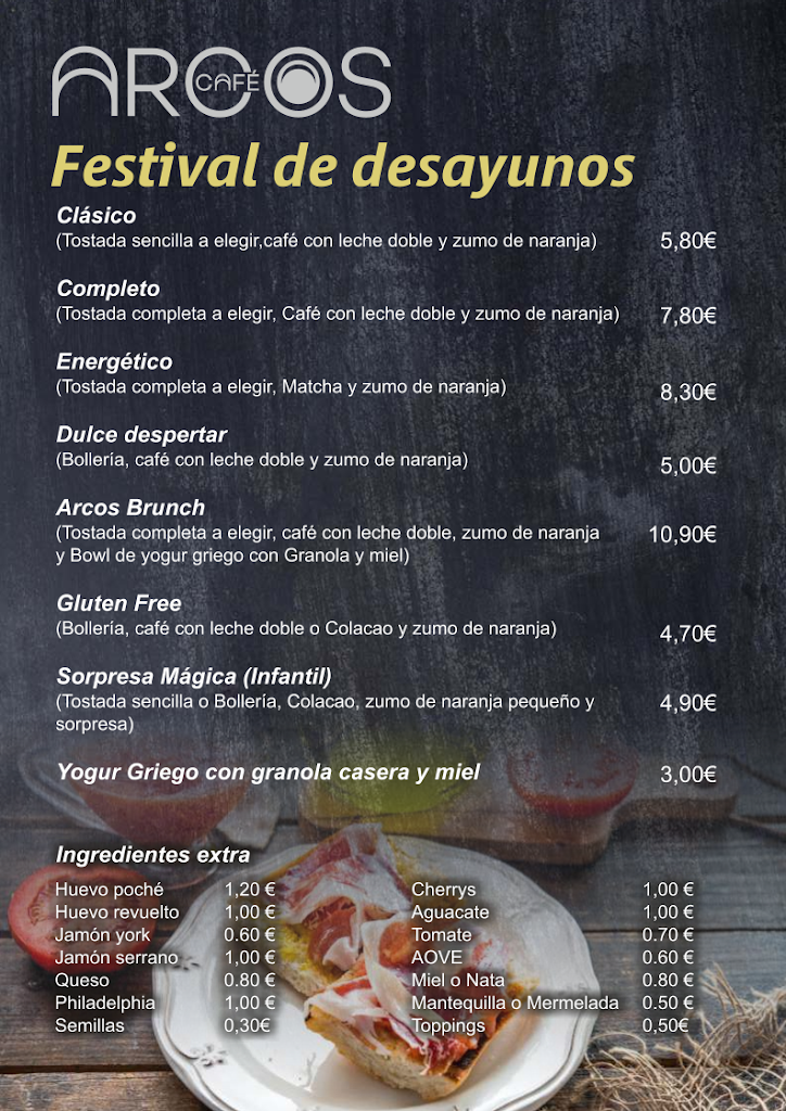 Arcos Cafe — Carta