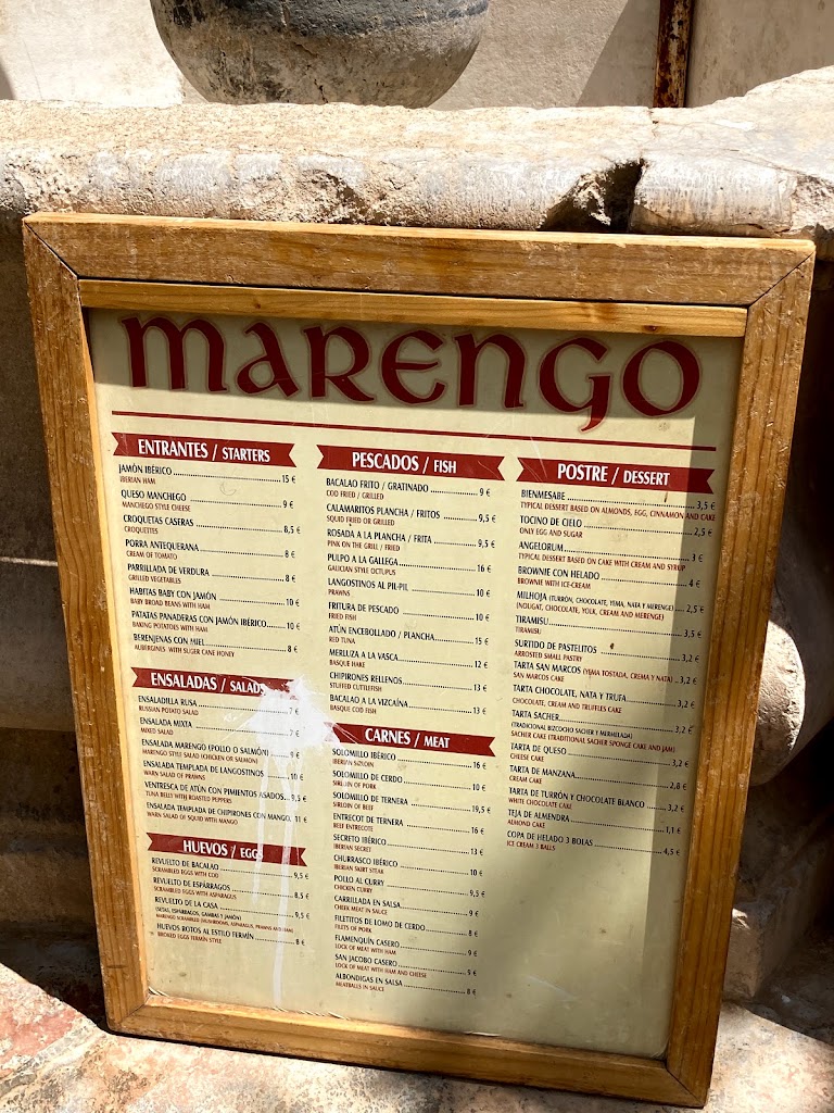 Cafeteria Marengo Pasteleria — Carta