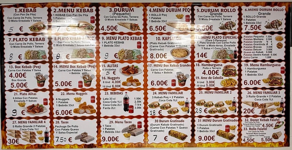 Doner kebab superior les alquerias del nino perdido — Carta