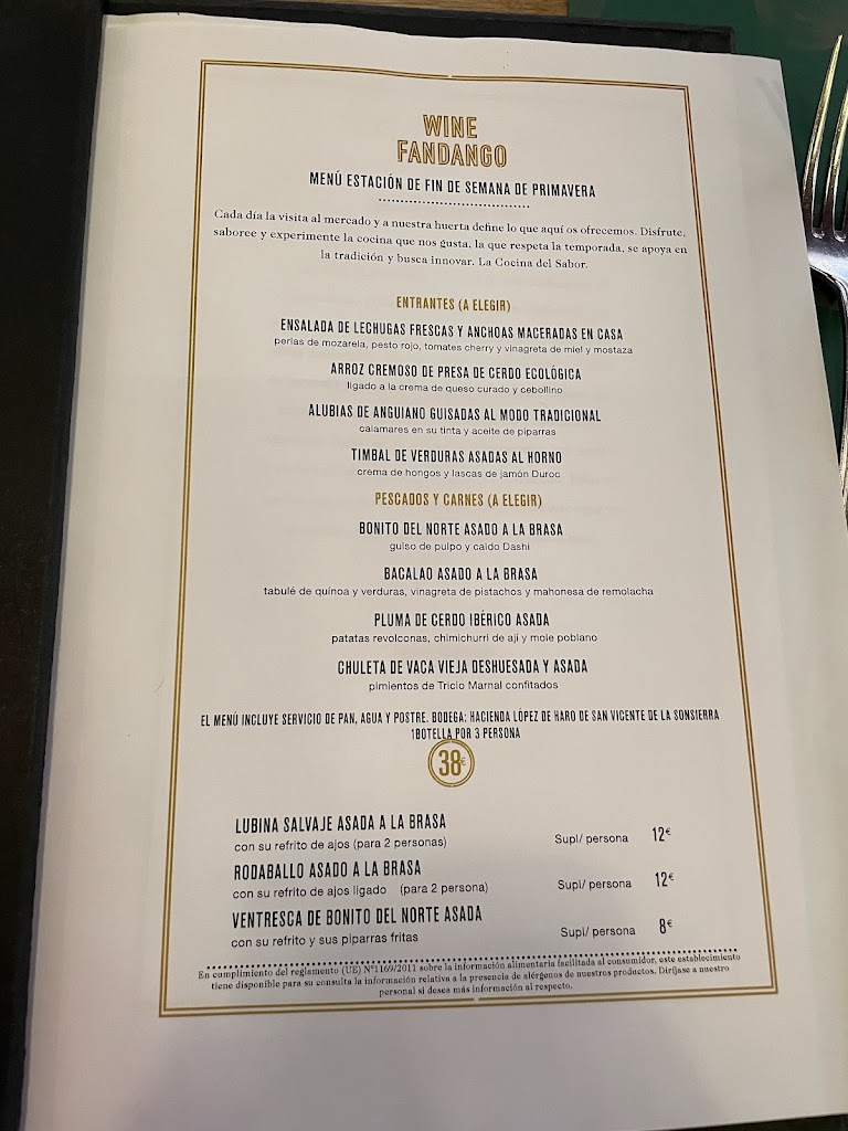 Wine Fandango — Carta