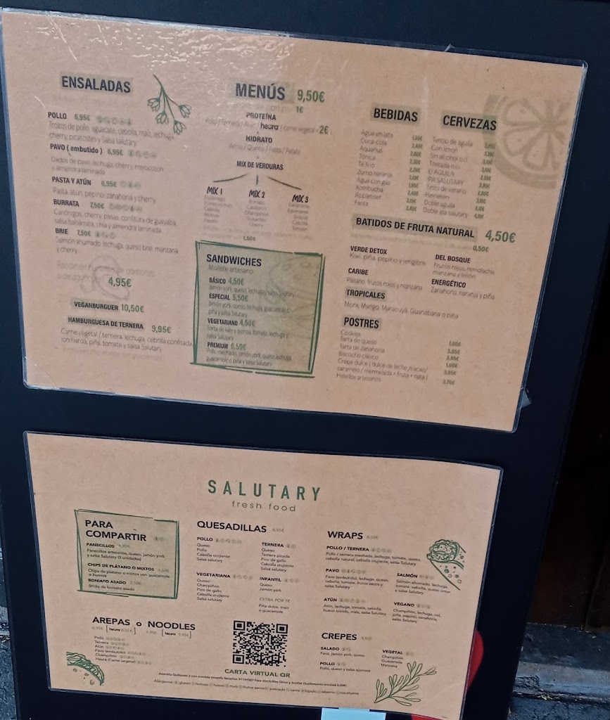 Salutary - Fresh Food - San Sebastian de los Reyes — Carta