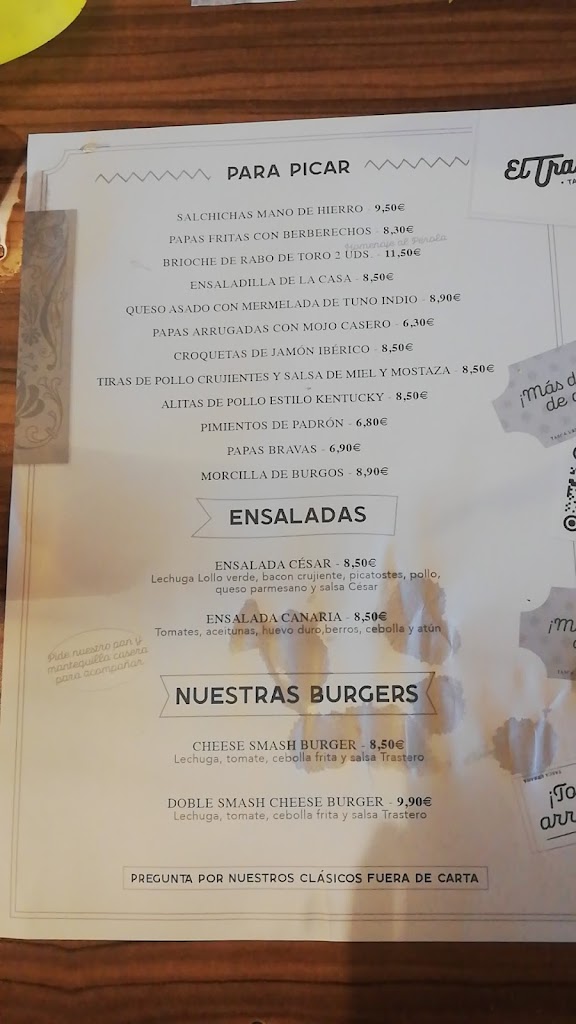 El Trastero Tasca Urbana — Carta
