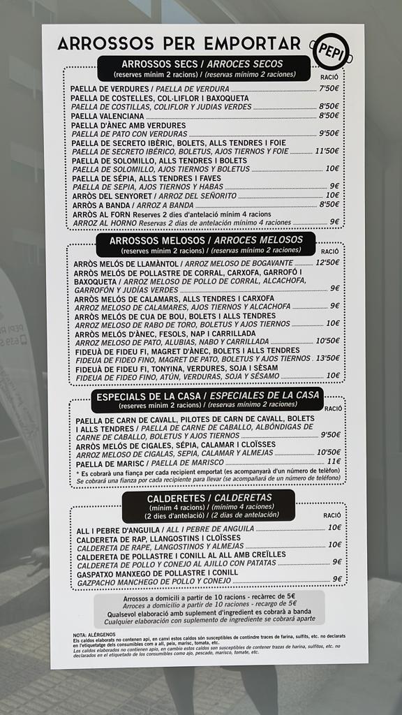 Pepi Rodriguez - Arrossos per emportar — Carta