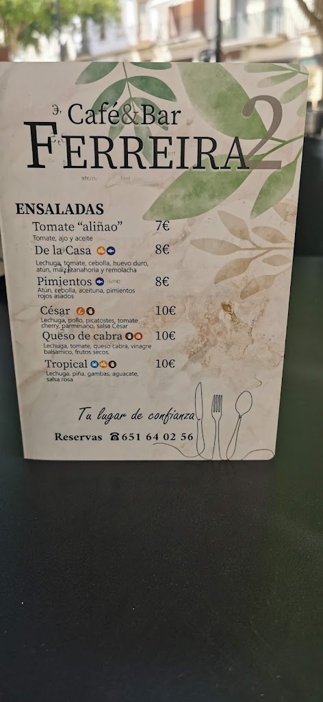 Cafe & Bar Ferreira 2 — Carta