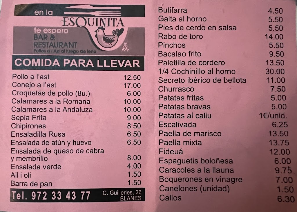 En La Esquinita Te Espero — Carta