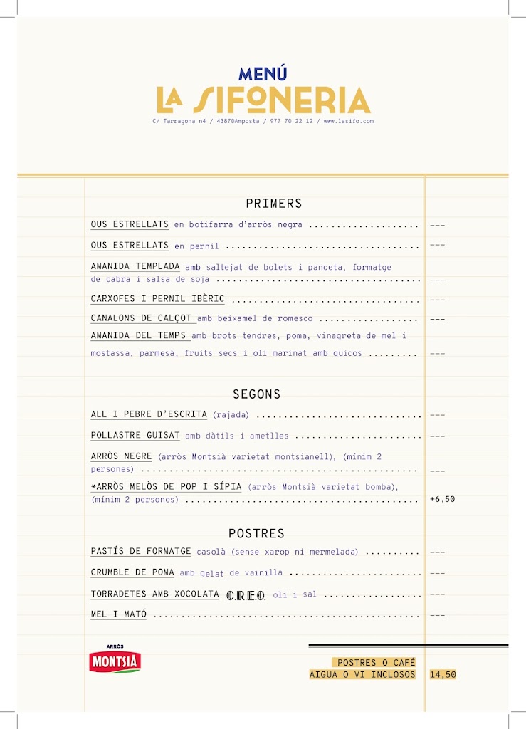 Restaurante La Sifoneria — Carta