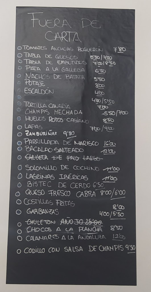 Guachinche La Cueva de Casiano Tacoronte — Carta