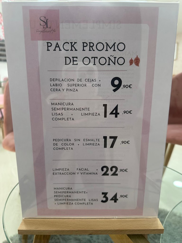 Simplement Tu Centre d' Estetica — Carta