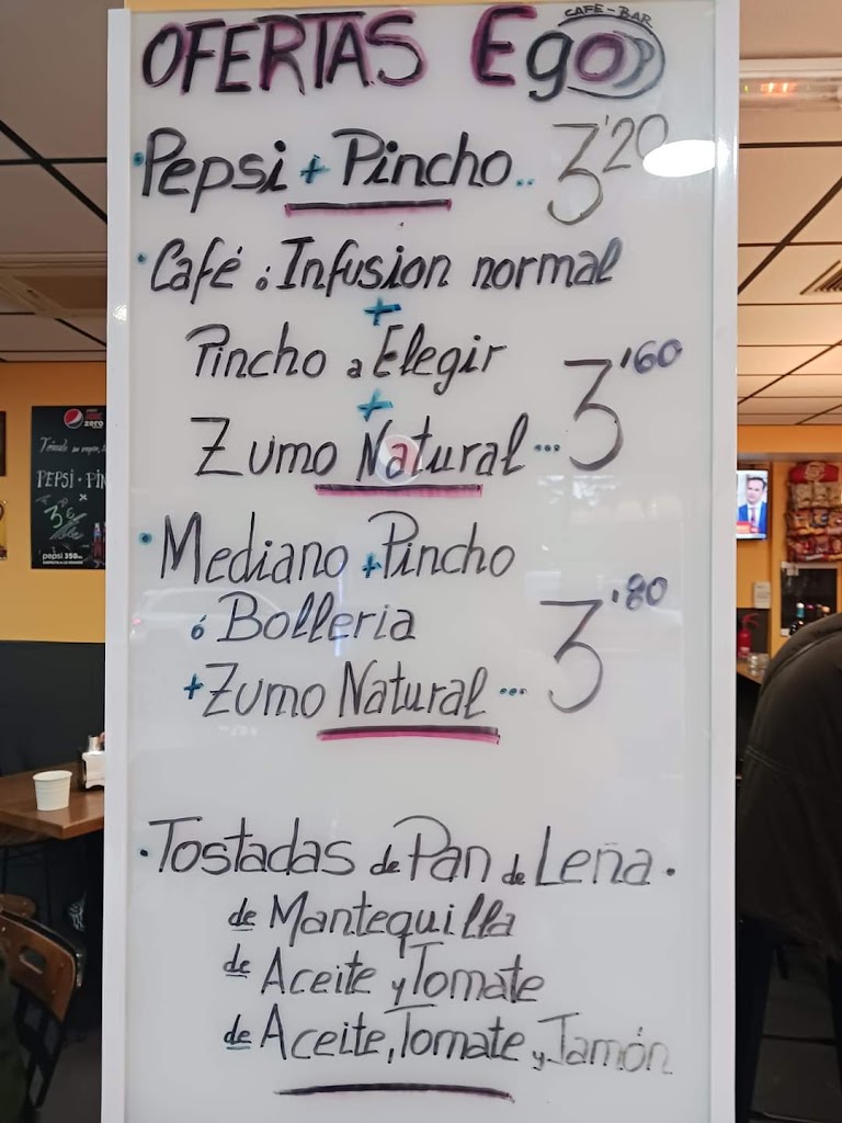 Cafe Bar Ego — Carta
