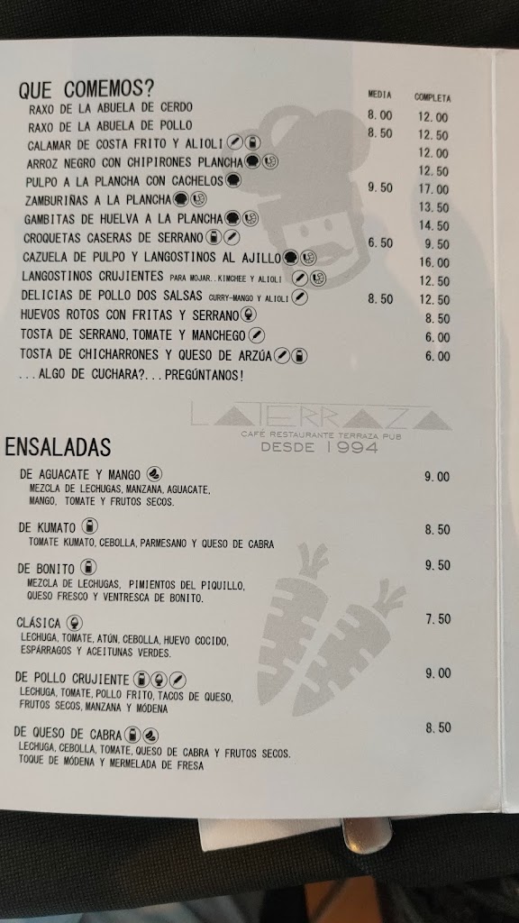 Restaurante La Terraza El temple — Carta