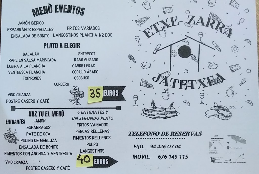 Etxe-Zarra Jatetxea — Carta