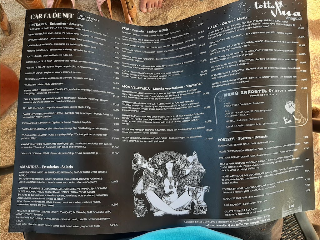 Xiringuito Tottanua — Carta