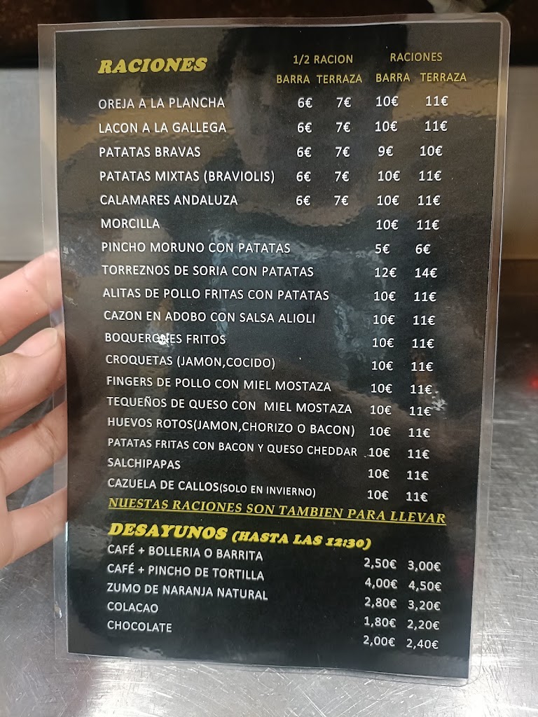 BAR PEYMA, LA CASA DE LA OREJA — Carta