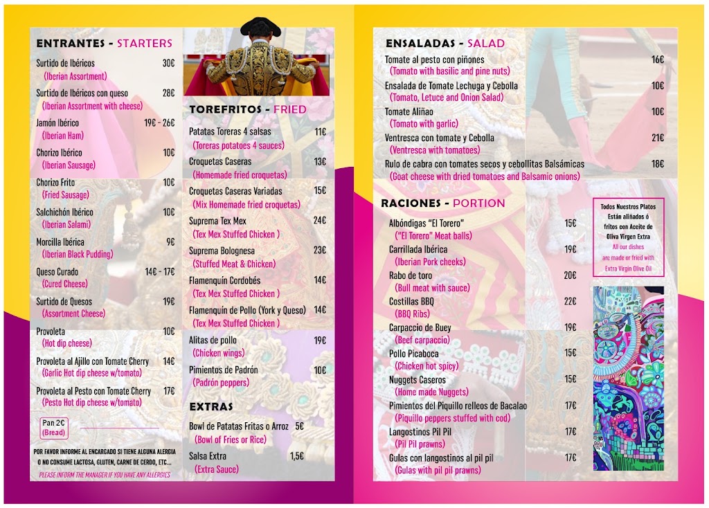 Bodeguita El Torero — Carta