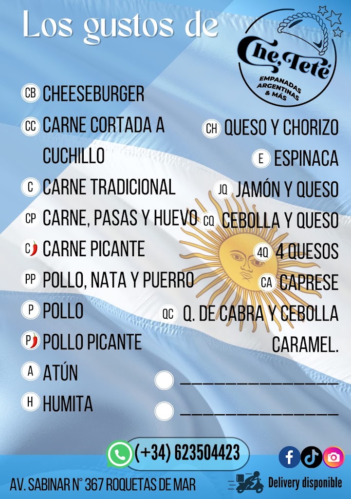 Che Tete. Empanadas Argentinas. — Carta