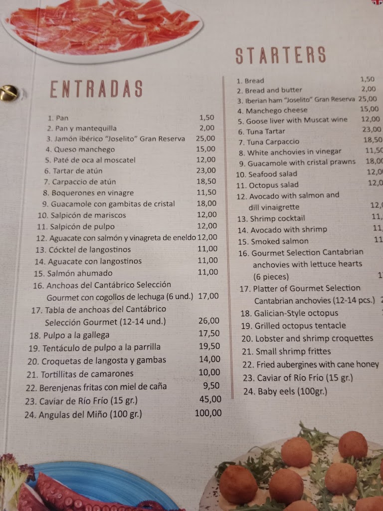 La Carihuela Chica | Restaurante en Fuengirola | Arroces, Mariscos y Pescados — Carta