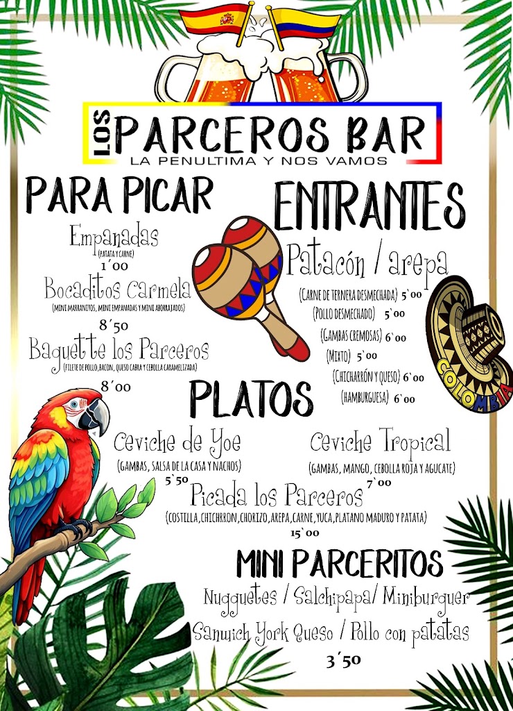 Bar Los Parceros — Carta