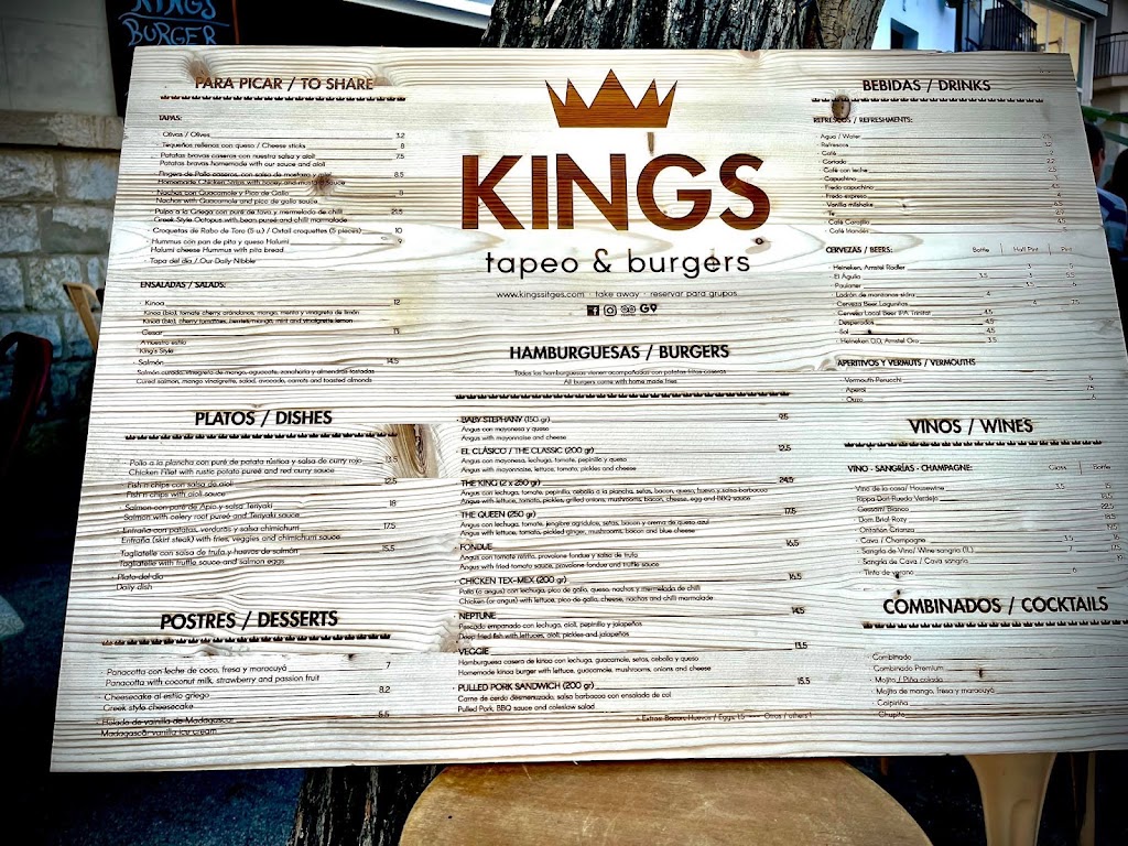 Kings Sitges — Carta