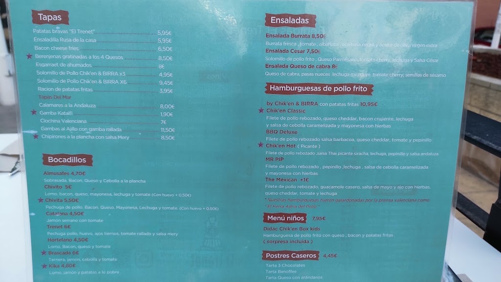El Trenet — Carta
